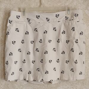 Kim Rogers Plus Size White Skort with Anchor Print